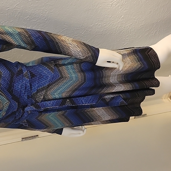 VTG CACHE Chevron Atomic Zig Zag Artsy Wrap Shirt Dress Small - Picture 5 of 11